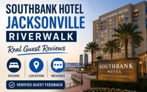 Southbank Hotel Jacksonville Riverwalk with riverfront view and verified guest reviews highlights.